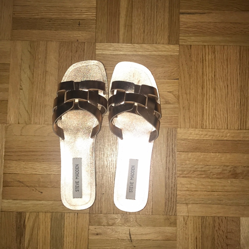 Rose gold metallic sandals